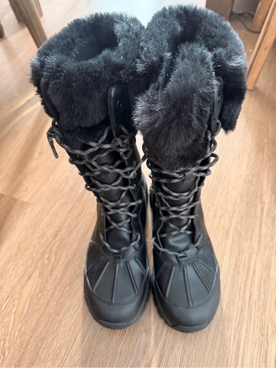 UGG Shoes - UGG Black Lace-Up Faux-Fur Winter Boots